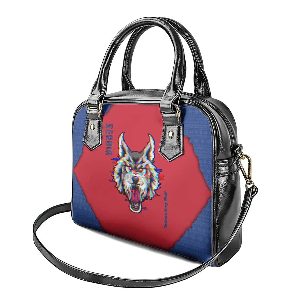 Serbia Shoulder Handbag with Balkan Gray Wolf, Claw Marks, and Flag Sleeve Design TS04