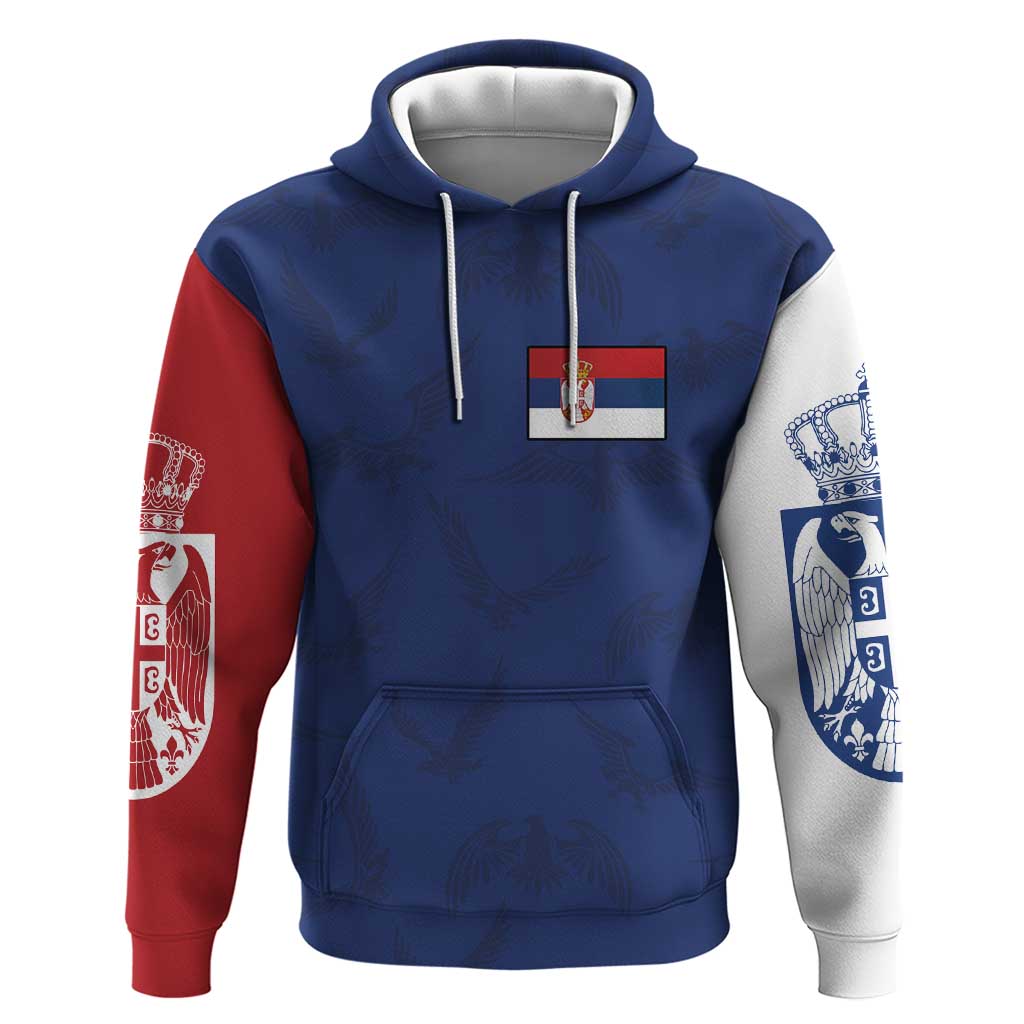 Serbia Flag Hoodie with Double-Headed Eagle and National Coat of Arms Design TS04