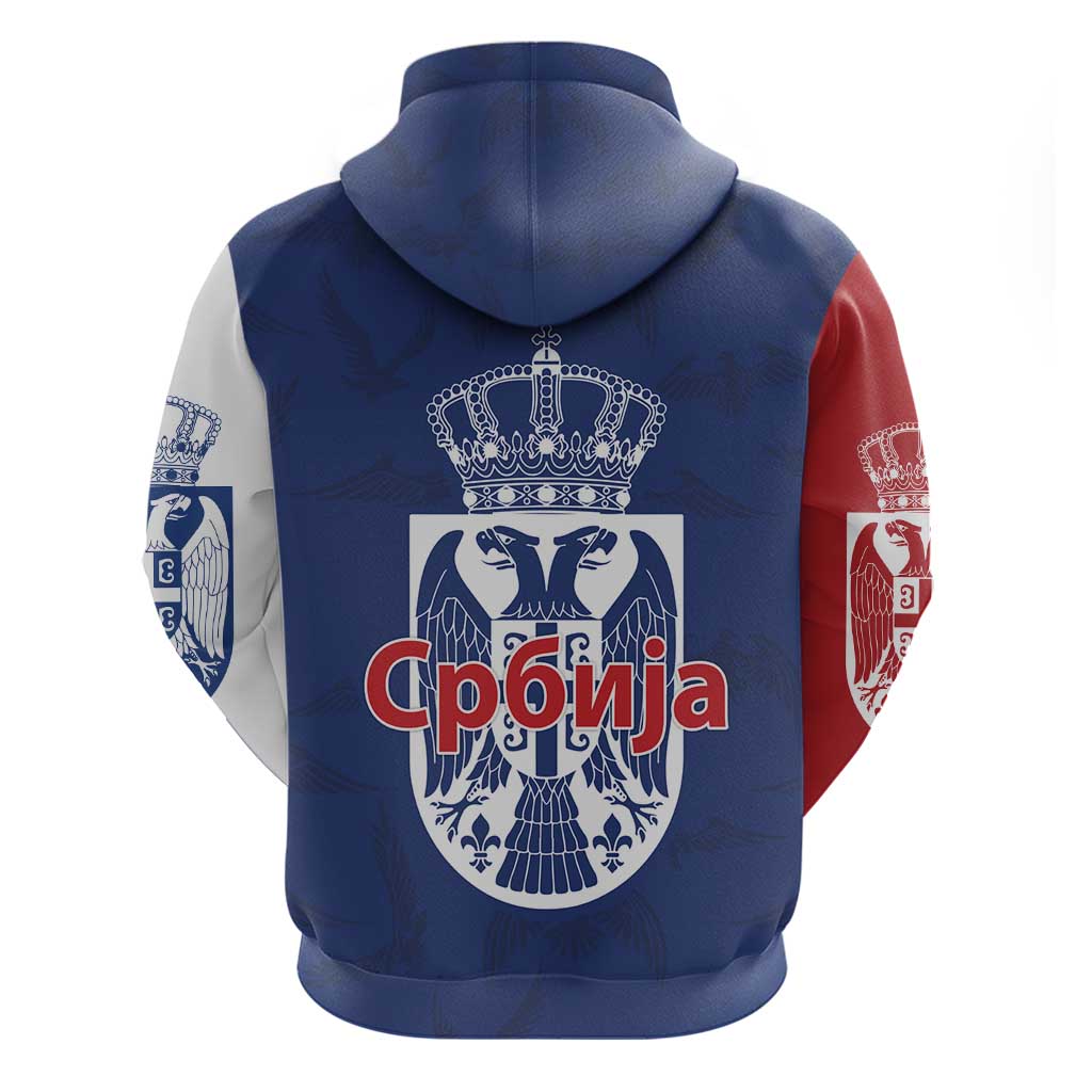 Serbia Flag Hoodie with Double-Headed Eagle and National Coat of Arms Design TS04