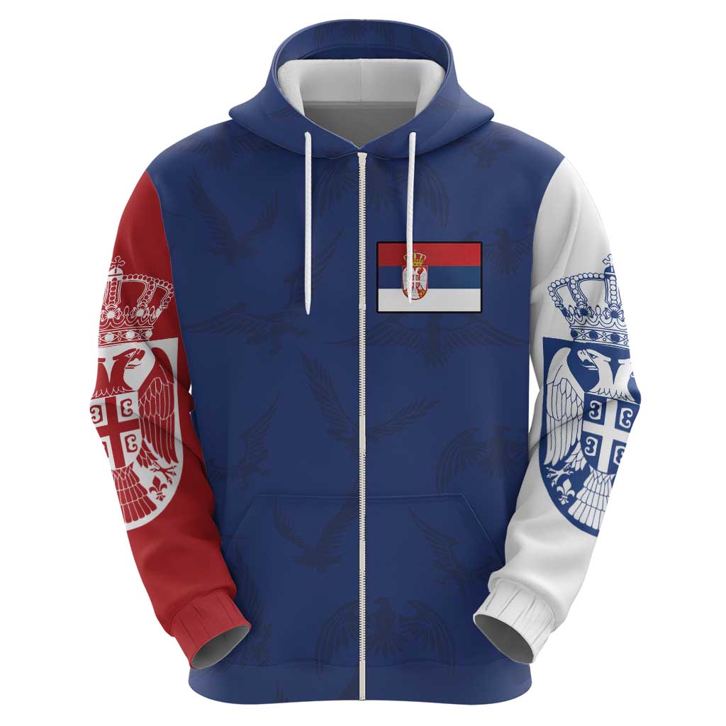 Serbia Flag Hoodie with Double-Headed Eagle and National Coat of Arms Design TS04