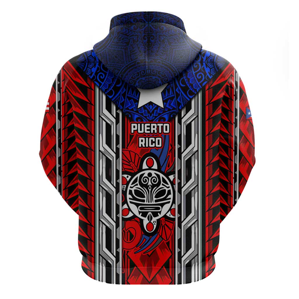 Puerto Rico Hoodie with Tribal Patterns, Flag Emblem, and Taino Symbol Design TS04