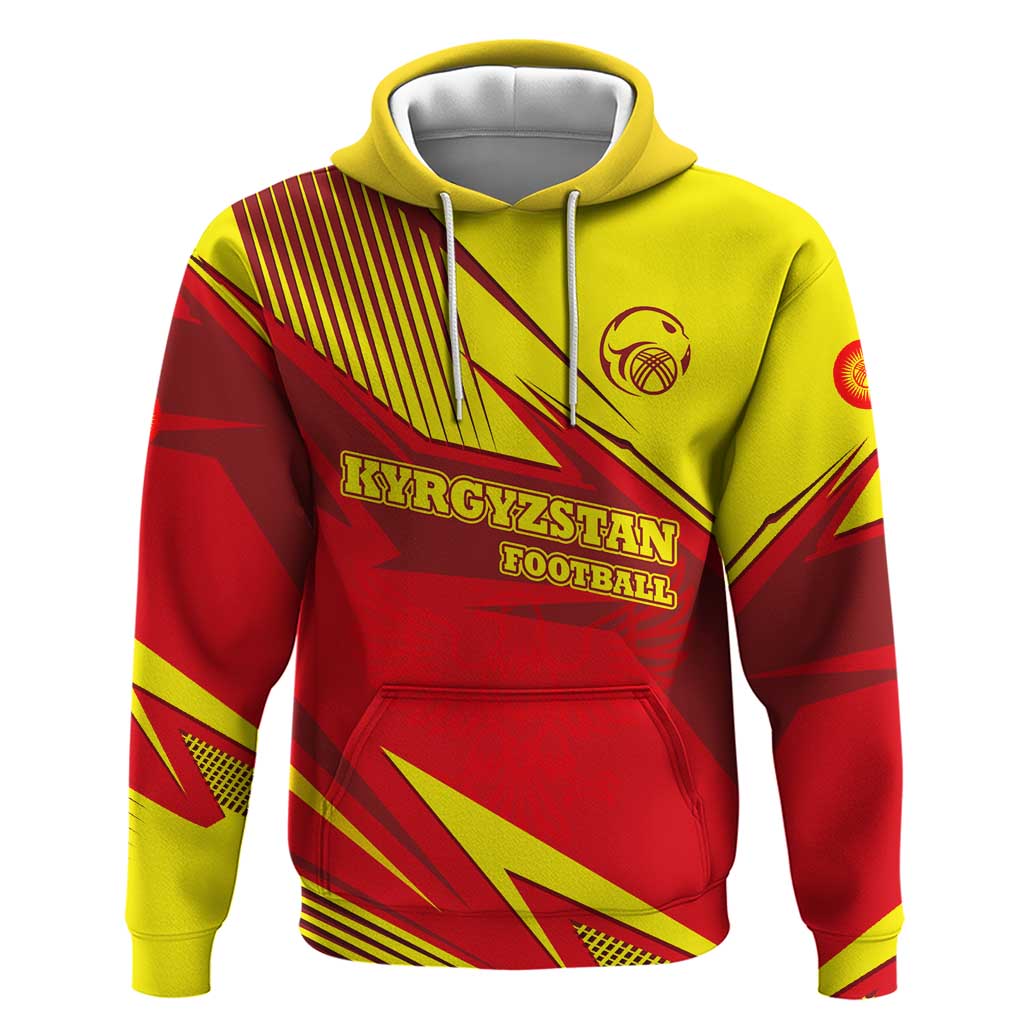 Kyrgyzstan Football Hoodie Red and Yellow Sports with National Emblem Design TS04