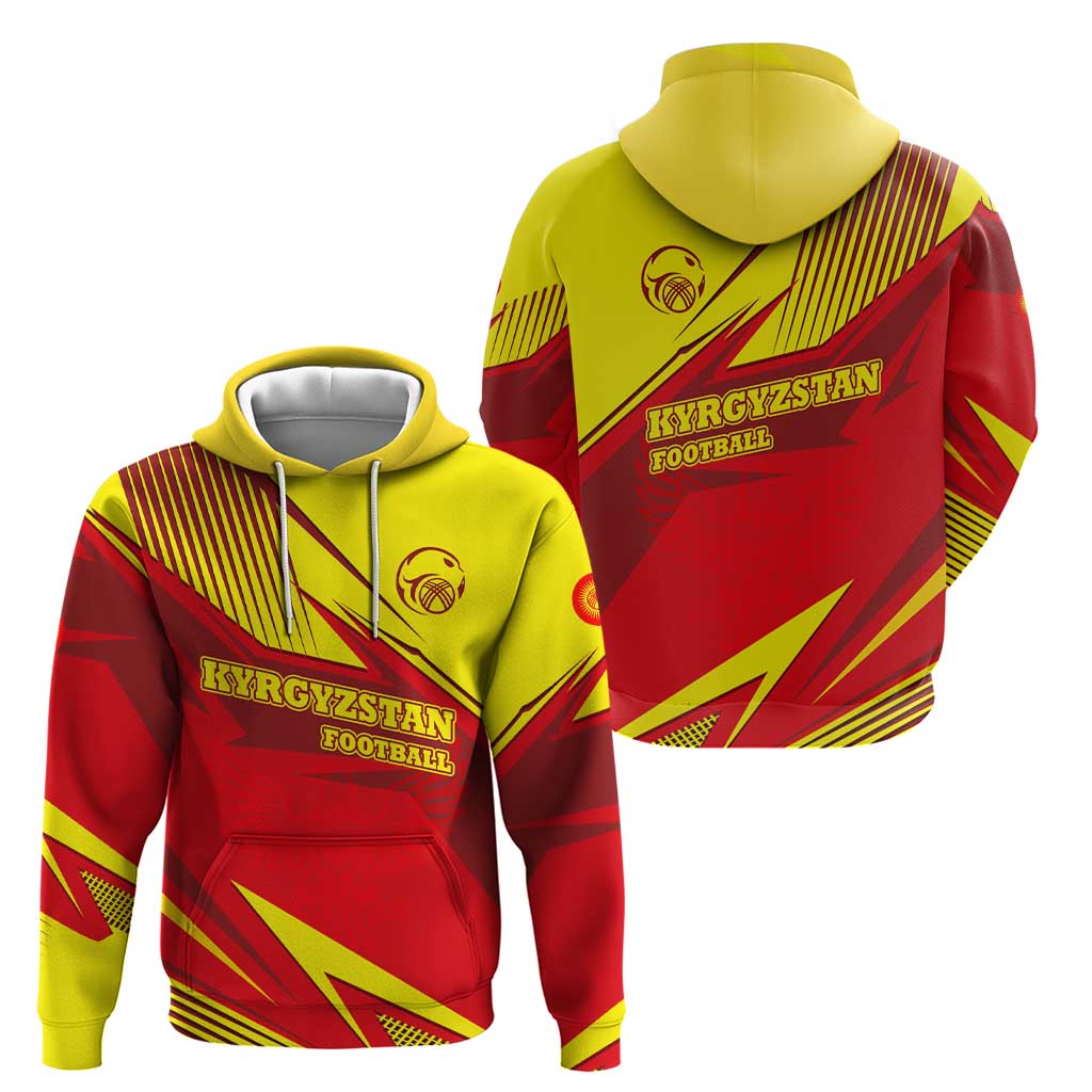 Kyrgyzstan Football Hoodie Red and Yellow Sports with National Emblem Design TS04