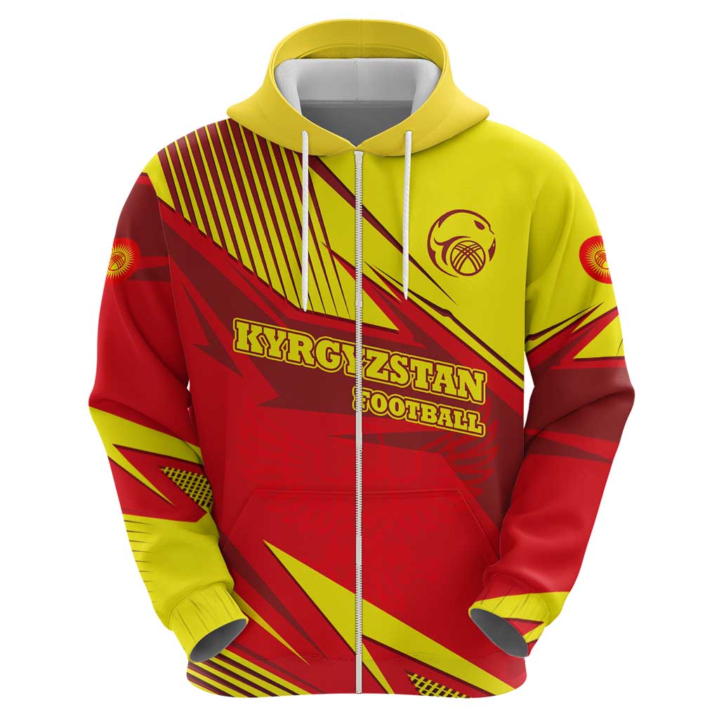 Kyrgyzstan Football Hoodie Red and Yellow Sports with National Emblem Design TS04