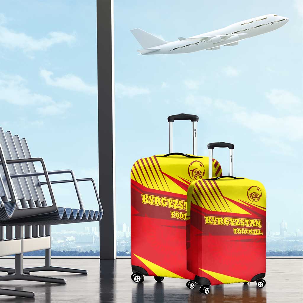 Kyrgyzstan Football Luggage Cover Red and Yellow Sports with National Emblem Design TS04