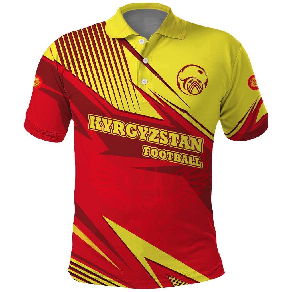 Kyrgyzstan Football Polo Shirt Red and Yellow Sports with National Emblem Design TS04