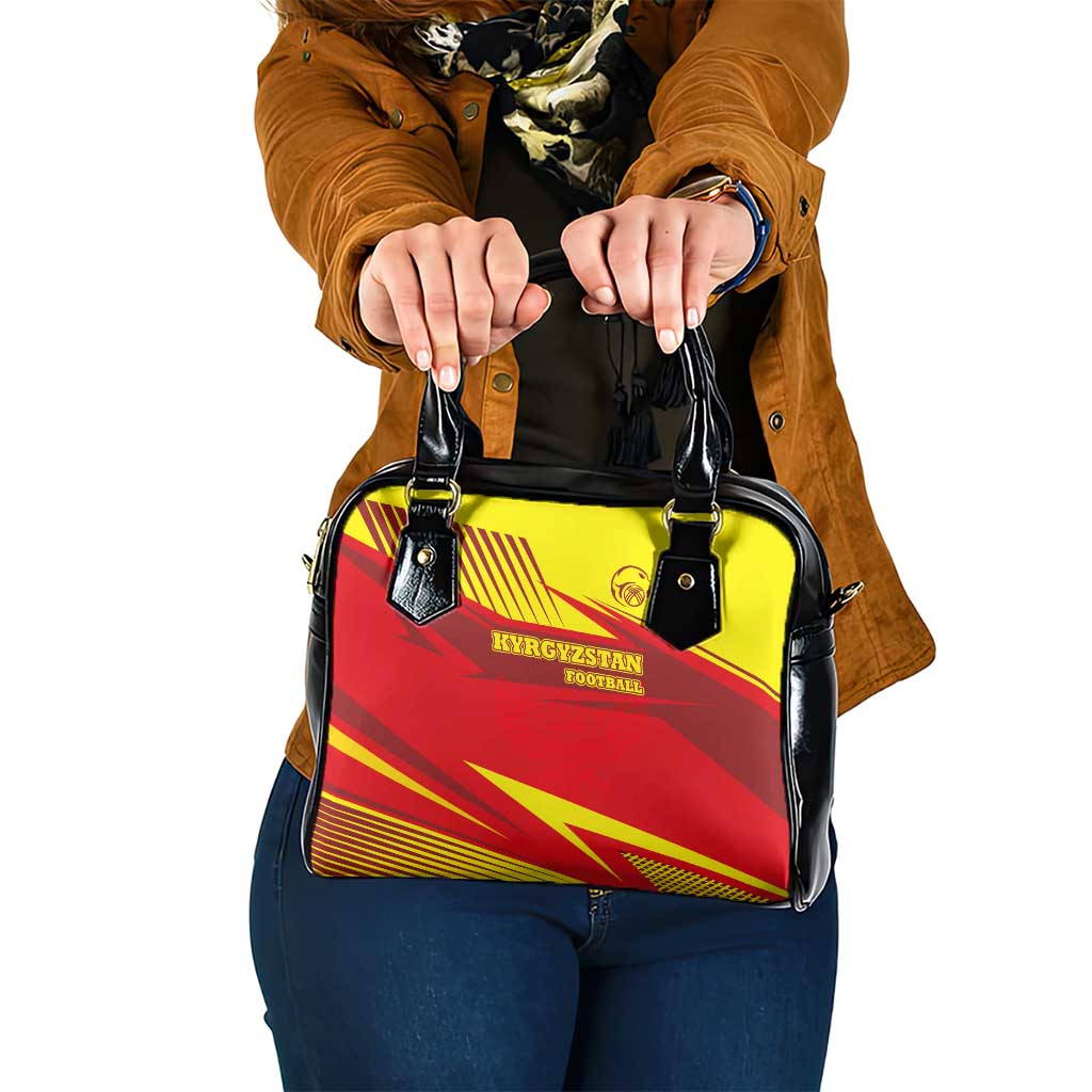 Kyrgyzstan Football Shoulder Handbag Red and Yellow Sports with National Emblem Design TS04