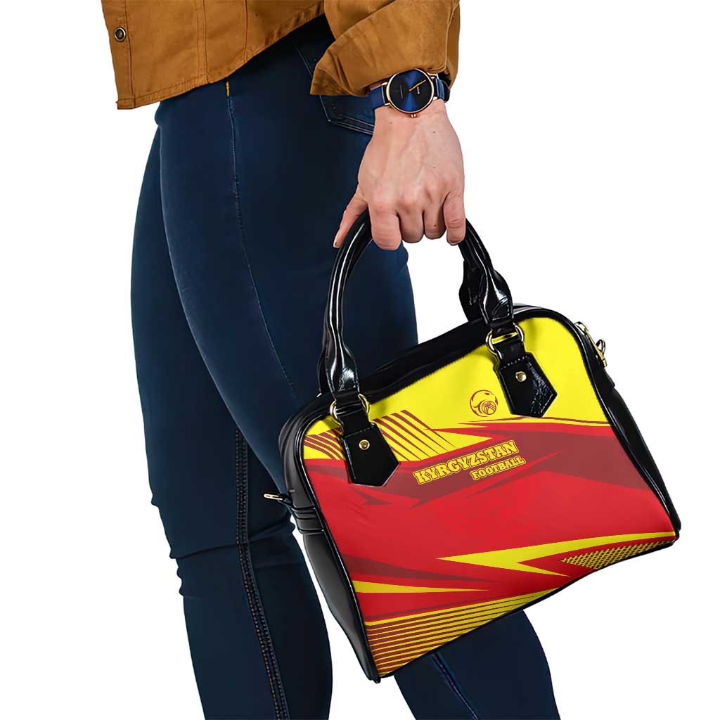 Kyrgyzstan Football Shoulder Handbag Red and Yellow Sports with National Emblem Design TS04