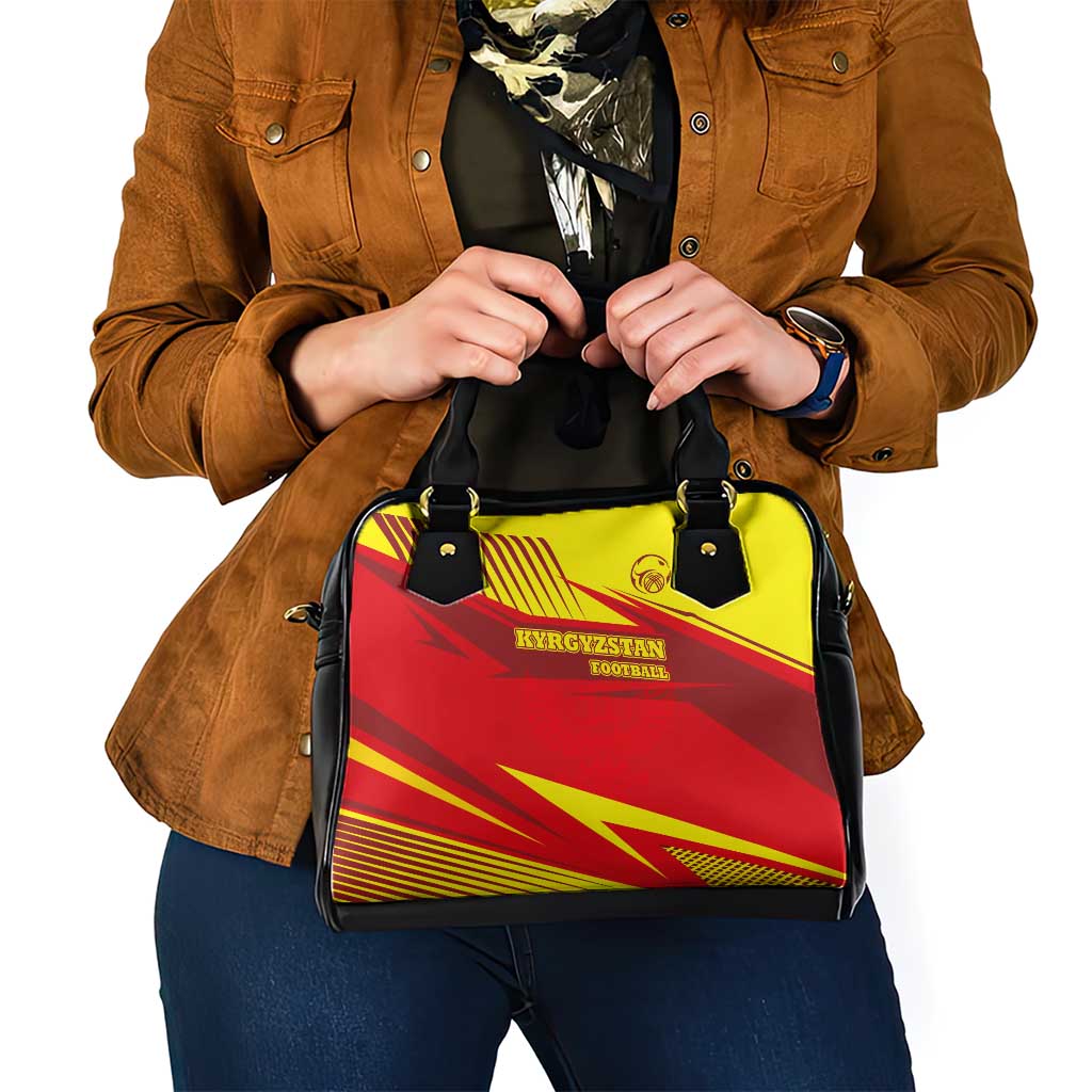 Kyrgyzstan Football Shoulder Handbag Red and Yellow Sports with National Emblem Design TS04