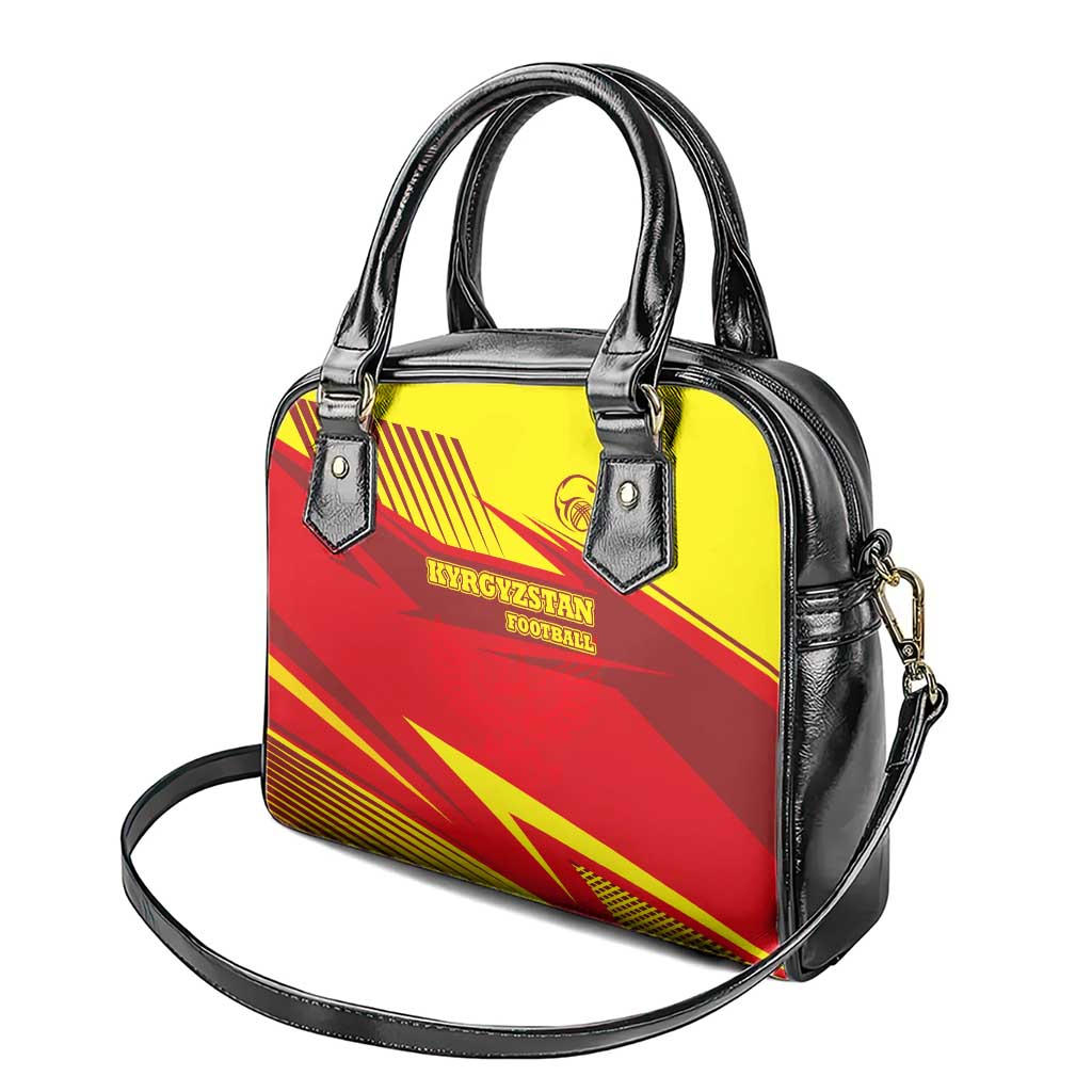 Kyrgyzstan Football Shoulder Handbag Red and Yellow Sports with National Emblem Design TS04