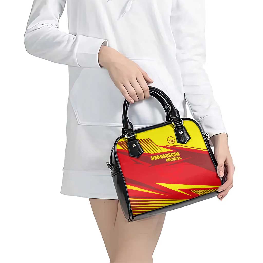 Kyrgyzstan Football Shoulder Handbag Red and Yellow Sports with National Emblem Design TS04