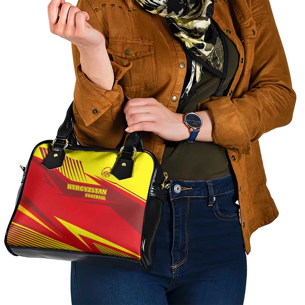 Kyrgyzstan Football Shoulder Handbag Red and Yellow Sports with National Emblem Design TS04