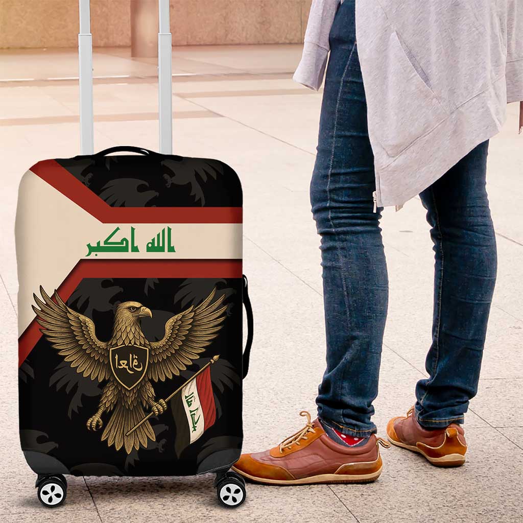 Iraq Golden Eagle Emblem Luggage Cover with Flag Stripes and National Arabic Script Design TS04