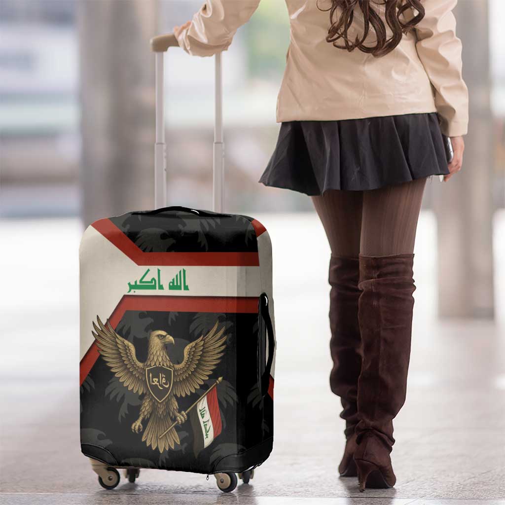 Iraq Golden Eagle Emblem Luggage Cover with Flag Stripes and National Arabic Script Design TS04