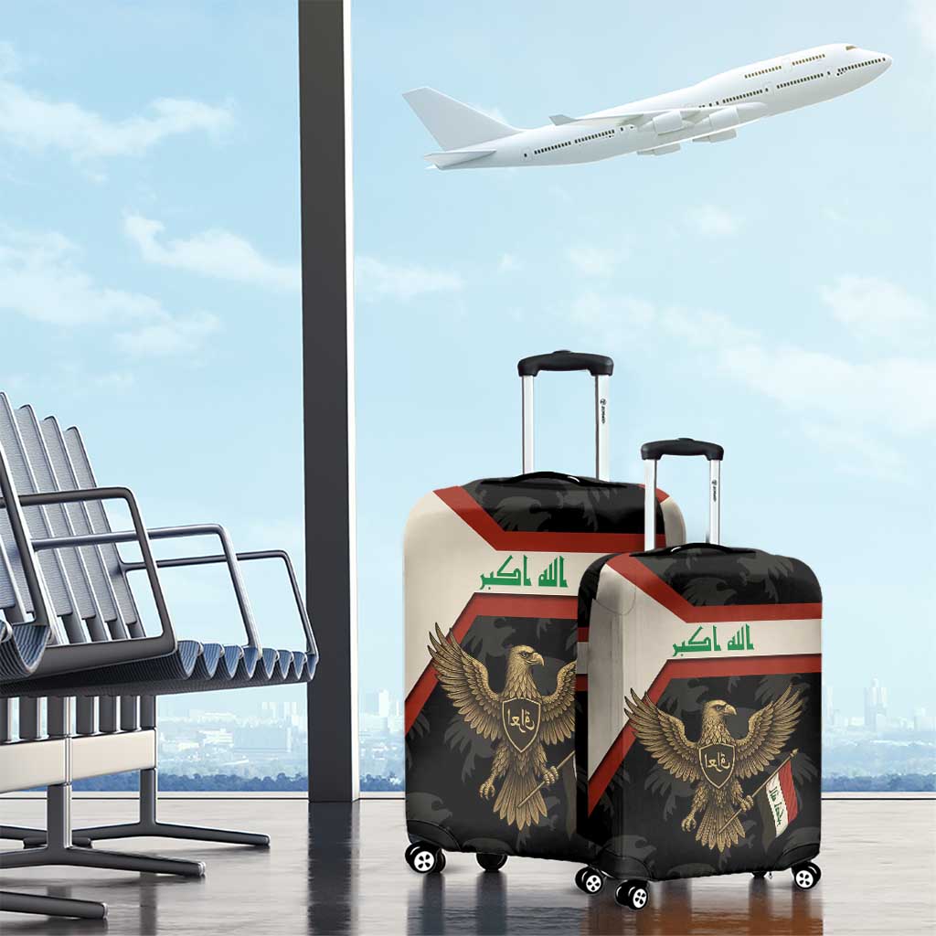 Iraq Golden Eagle Emblem Luggage Cover with Flag Stripes and National Arabic Script Design TS04