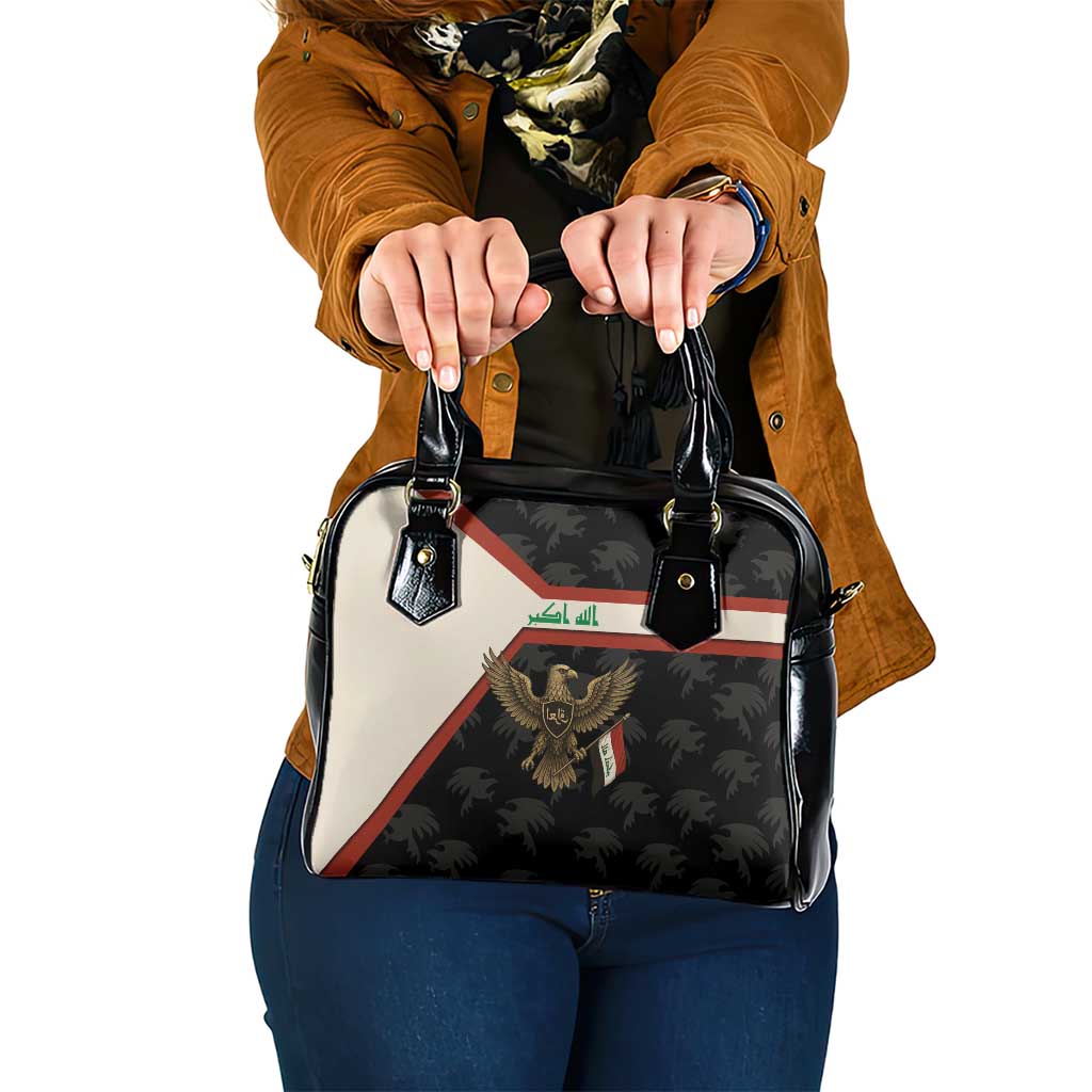 Iraq Golden Eagle Emblem Shoulder Handbag with Flag Stripes and National Arabic Script Design TS04