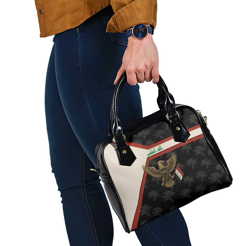 Iraq Golden Eagle Emblem Shoulder Handbag with Flag Stripes and National Arabic Script Design TS04