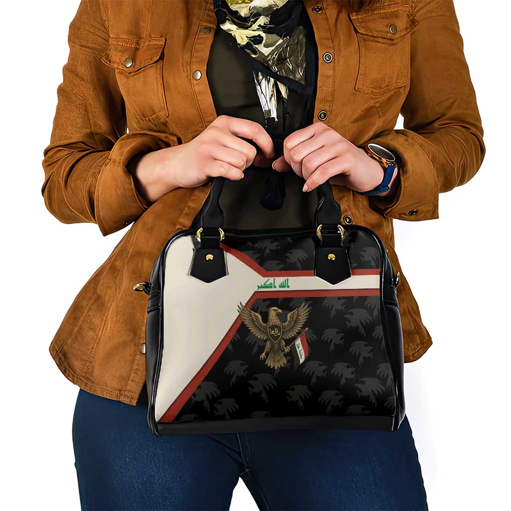 Iraq Golden Eagle Emblem Shoulder Handbag with Flag Stripes and National Arabic Script Design TS04