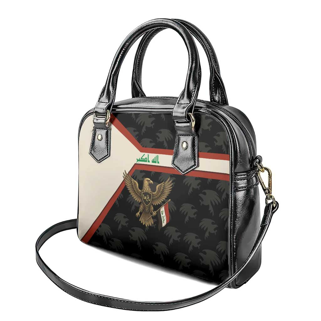 Iraq Golden Eagle Emblem Shoulder Handbag with Flag Stripes and National Arabic Script Design TS04