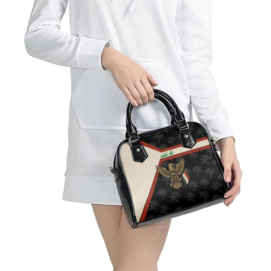 Iraq Golden Eagle Emblem Shoulder Handbag with Flag Stripes and National Arabic Script Design TS04