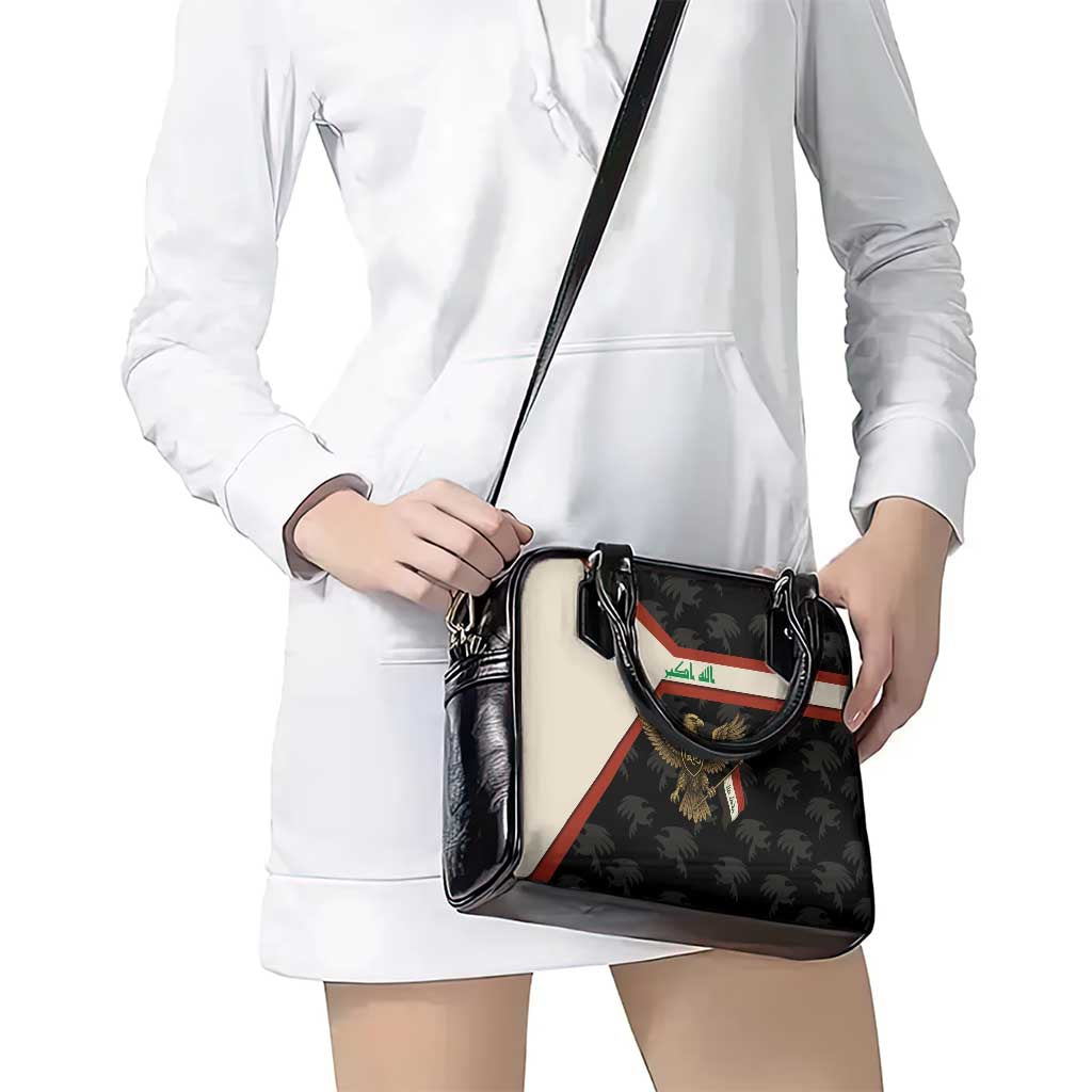 Iraq Golden Eagle Emblem Shoulder Handbag with Flag Stripes and National Arabic Script Design TS04