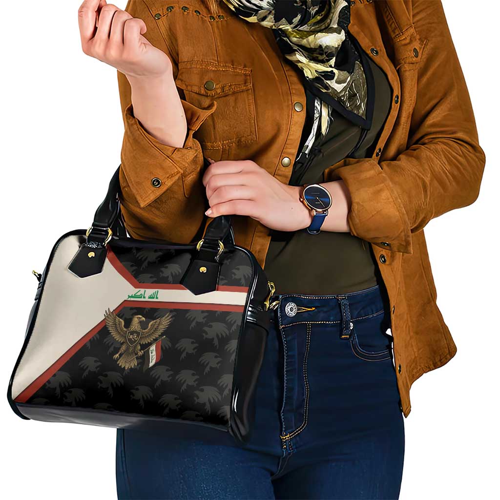 Iraq Golden Eagle Emblem Shoulder Handbag with Flag Stripes and National Arabic Script Design TS04