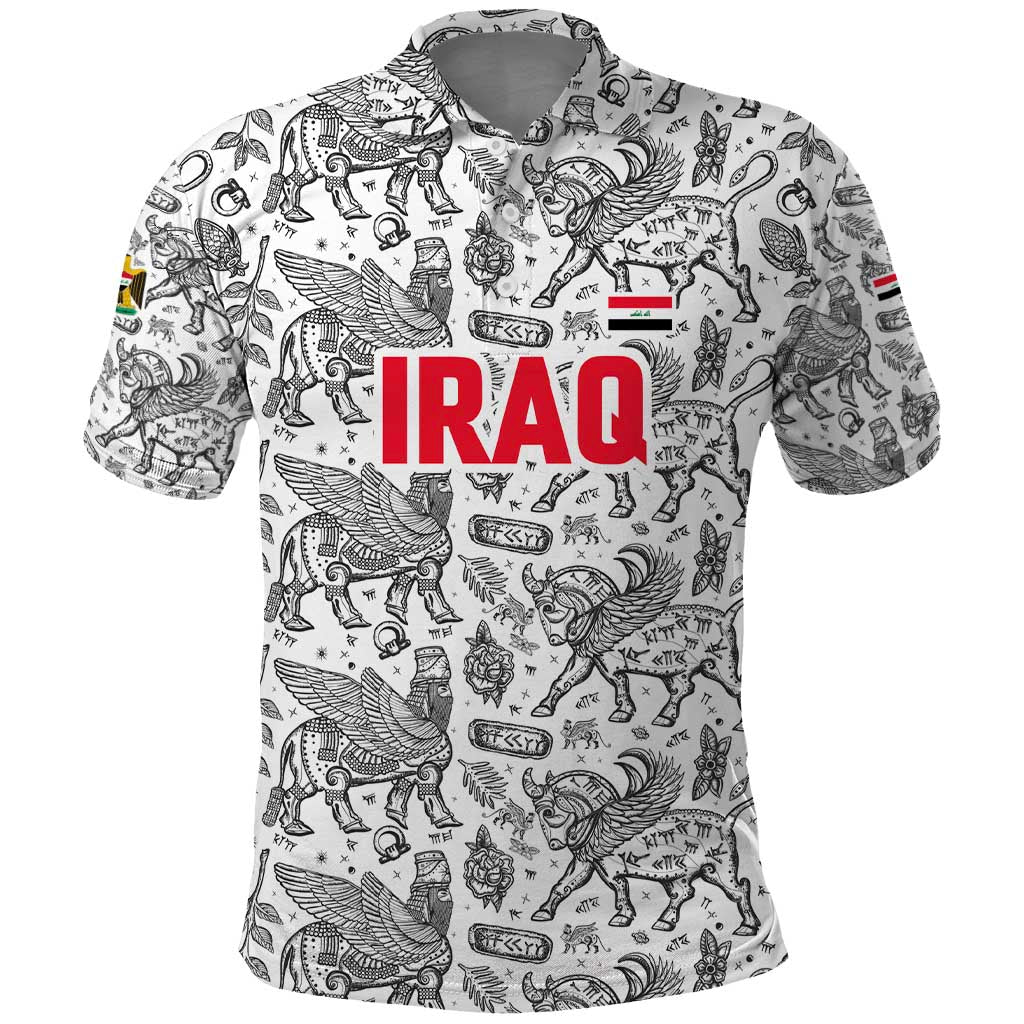 Iraq Ancient Mesopotamian Lamassu Polo Shirt with Mythical Motif Design TS04