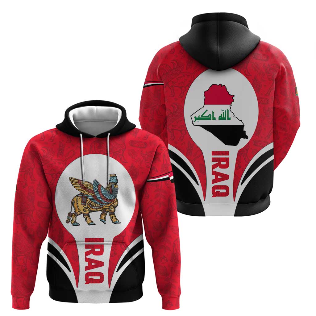 Iraq Hoodie with Lamassu Mythical Creature and National Map Design TS04