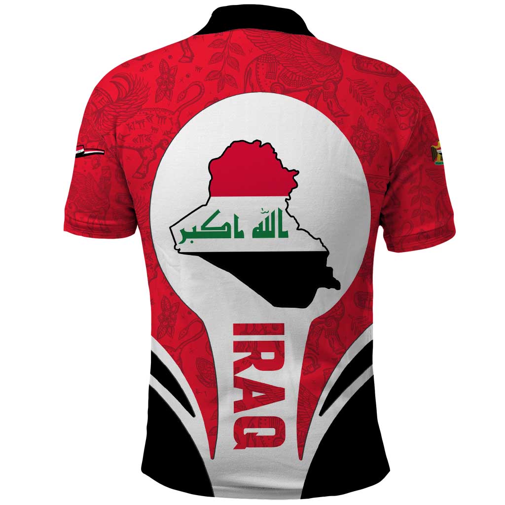 Iraq Polo Shirt with Lamassu Mythical Creature and National Map Design TS04