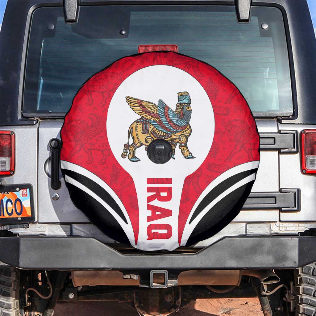 Iraq Spare Tire Cover with Lamassu Mythical Creature and National Map Design TS04