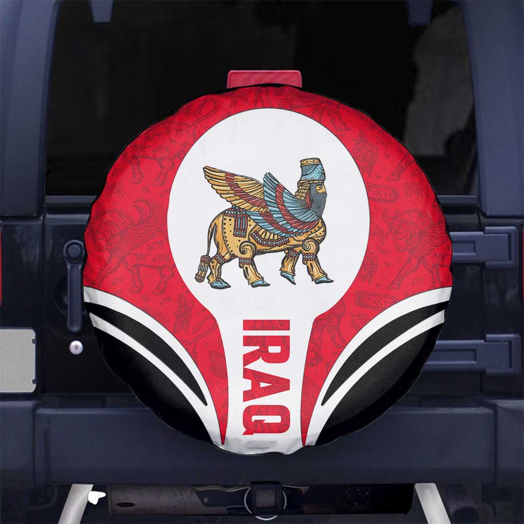 Iraq Spare Tire Cover with Lamassu Mythical Creature and National Map Design TS04