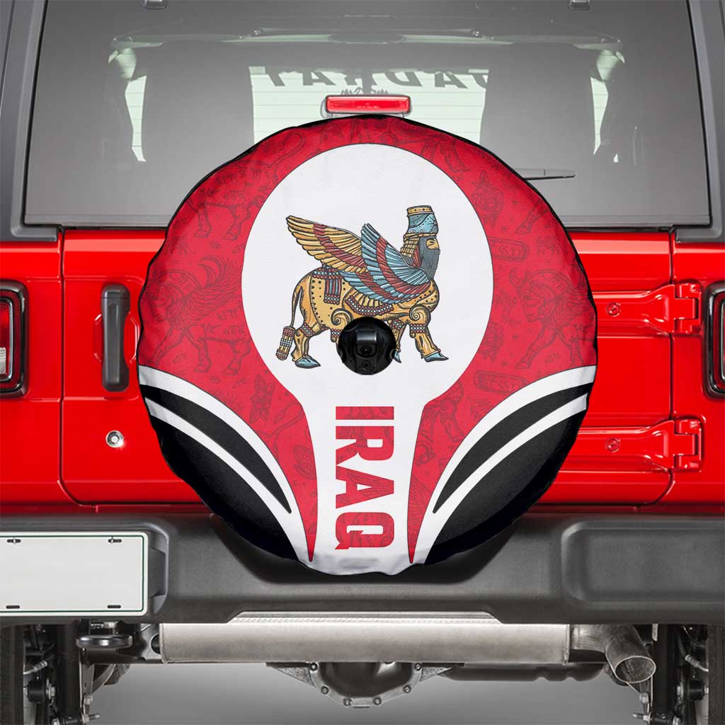 Iraq Spare Tire Cover with Lamassu Mythical Creature and National Map Design TS04