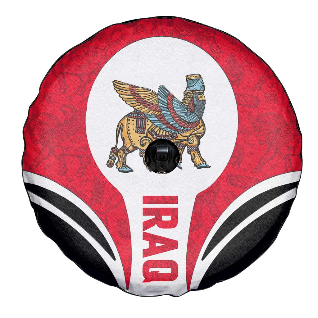 Iraq Spare Tire Cover with Lamassu Mythical Creature and National Map Design TS04