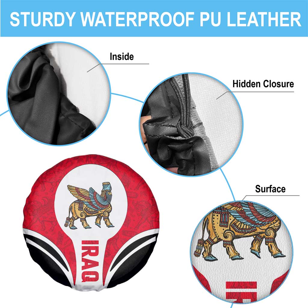 Iraq Spare Tire Cover with Lamassu Mythical Creature and National Map Design TS04