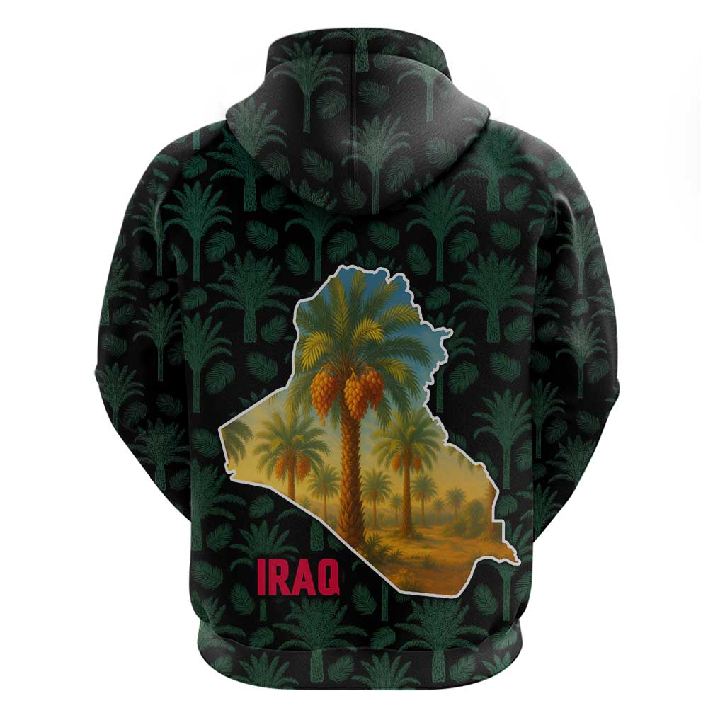 Iraq Hoodie with Palm Tree Landscape and Map Silhouette Design TS04