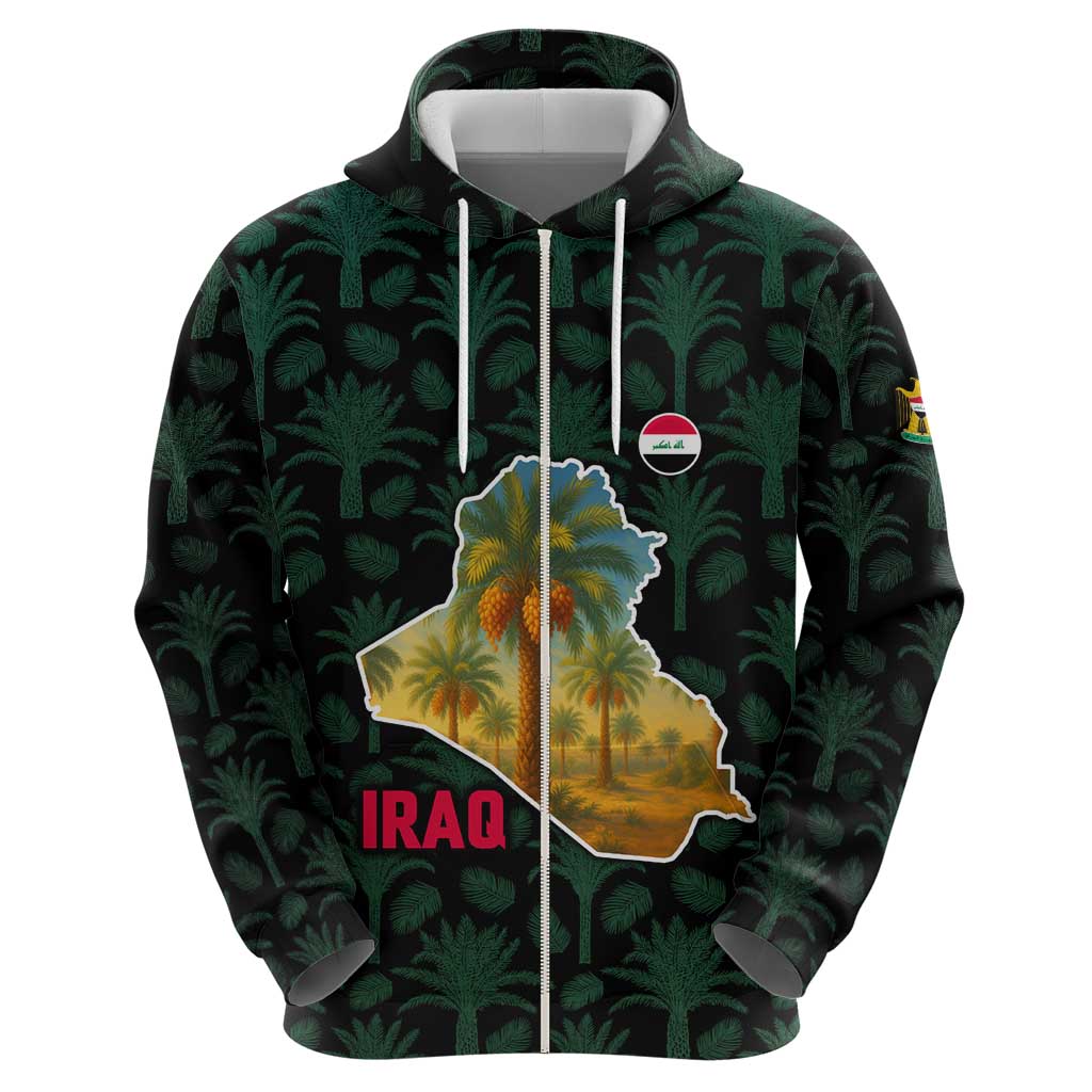Iraq Hoodie with Palm Tree Landscape and Map Silhouette Design TS04
