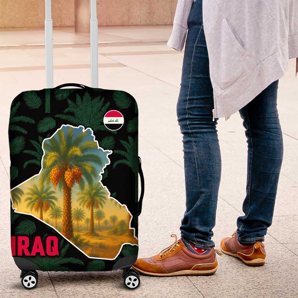 Iraq Luggage Cover with Palm Tree Landscape and Map Silhouette Design TS04