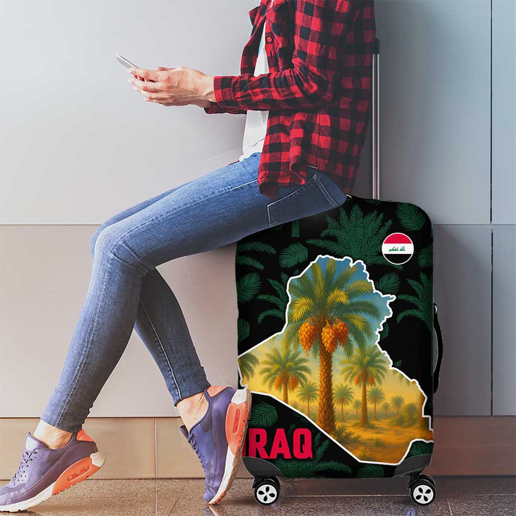 Iraq Luggage Cover with Palm Tree Landscape and Map Silhouette Design TS04