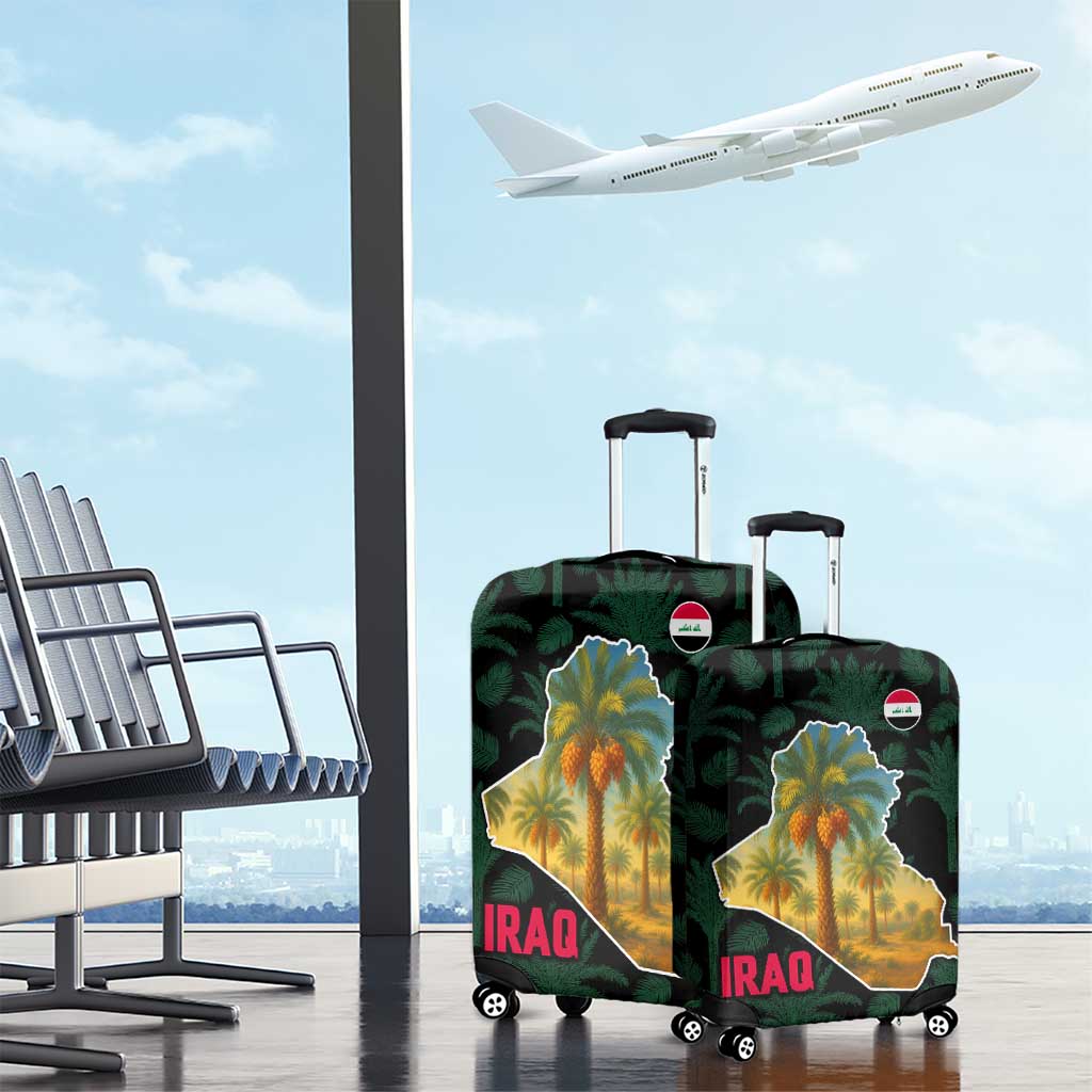 Iraq Luggage Cover with Palm Tree Landscape and Map Silhouette Design TS04