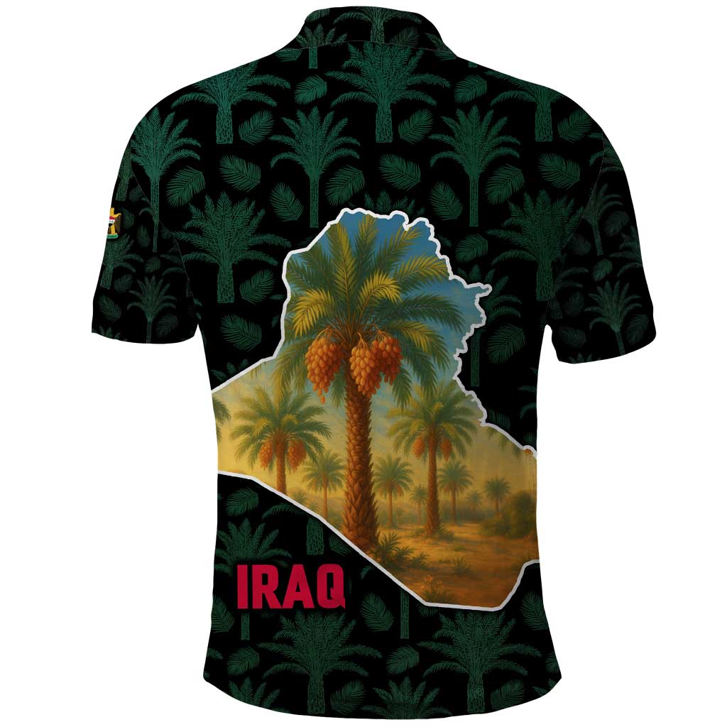 Iraq Polo Shirt with Palm Tree Landscape and Map Silhouette Design TS04