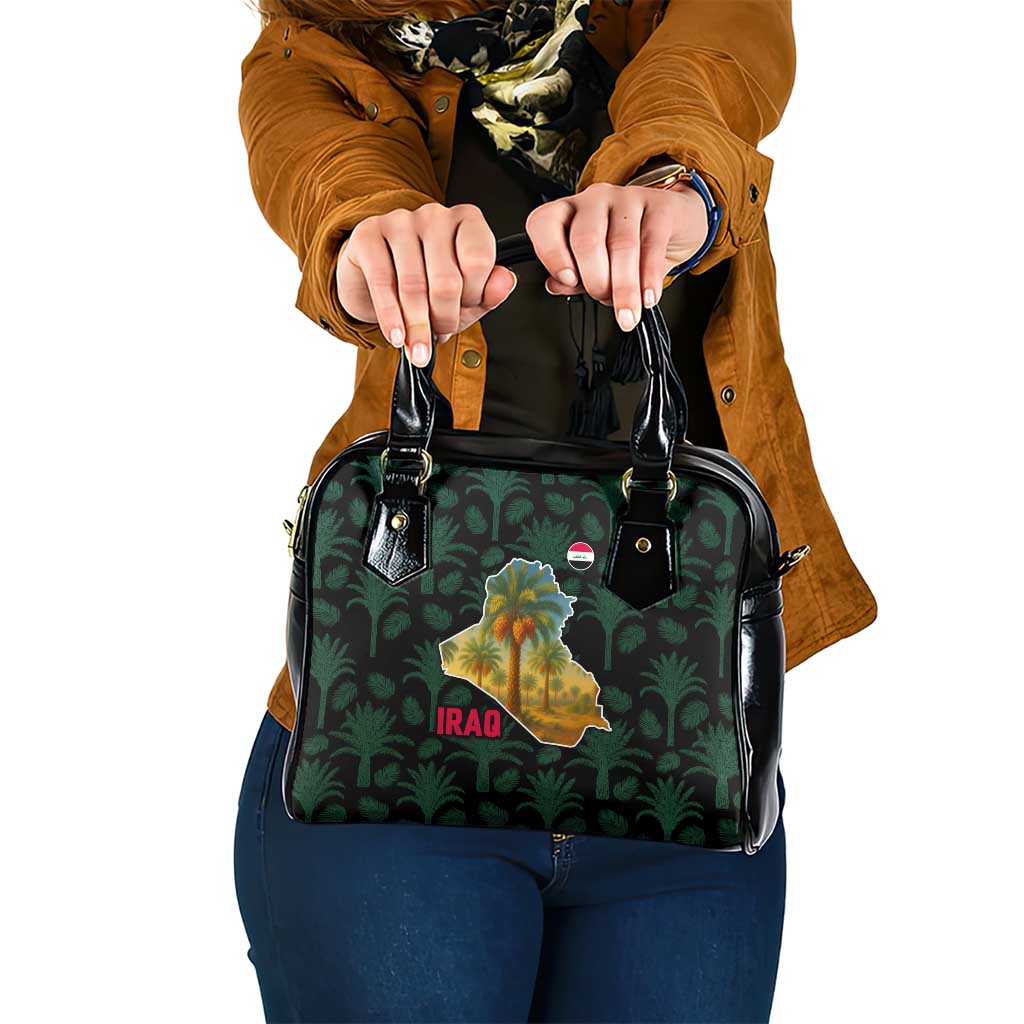 Iraq Shoulder Handbag with Palm Tree Landscape and Map Silhouette Design TS04