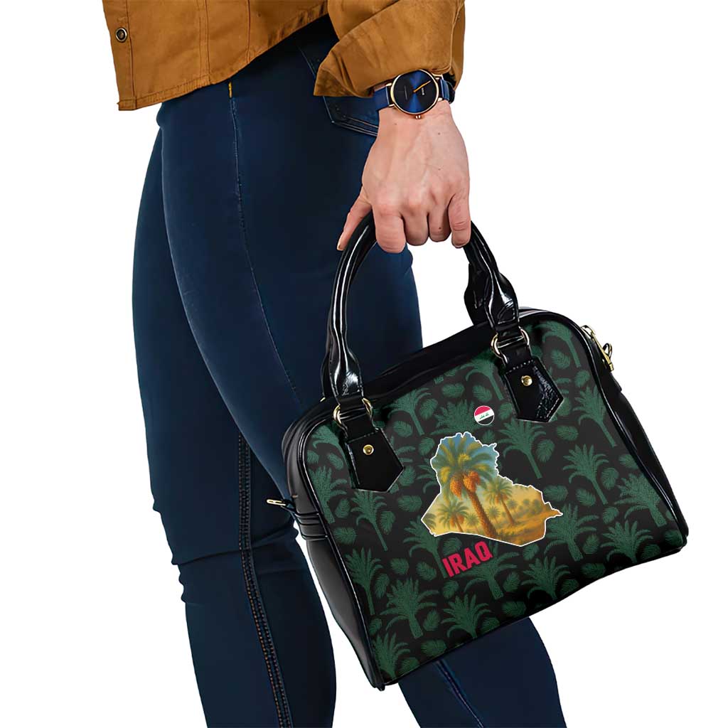 Iraq Shoulder Handbag with Palm Tree Landscape and Map Silhouette Design TS04