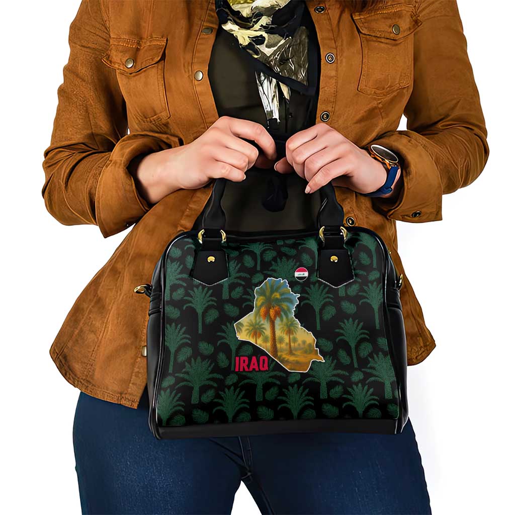 Iraq Shoulder Handbag with Palm Tree Landscape and Map Silhouette Design TS04