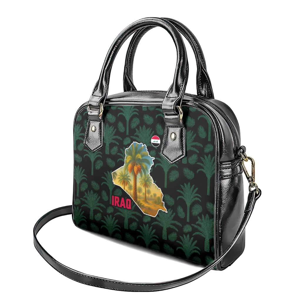 Iraq Shoulder Handbag with Palm Tree Landscape and Map Silhouette Design TS04