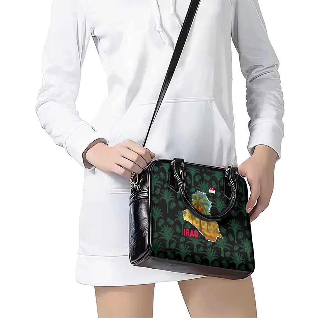 Iraq Shoulder Handbag with Palm Tree Landscape and Map Silhouette Design TS04