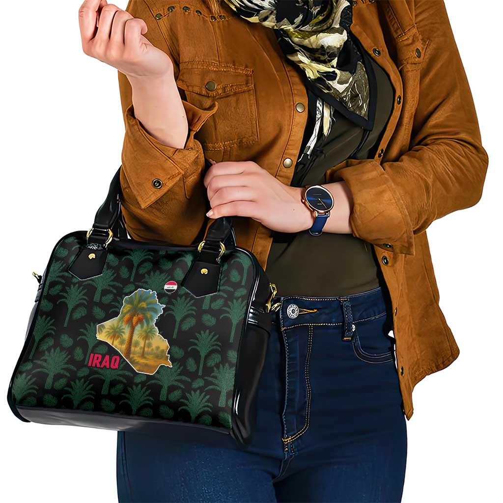 Iraq Shoulder Handbag with Palm Tree Landscape and Map Silhouette Design TS04