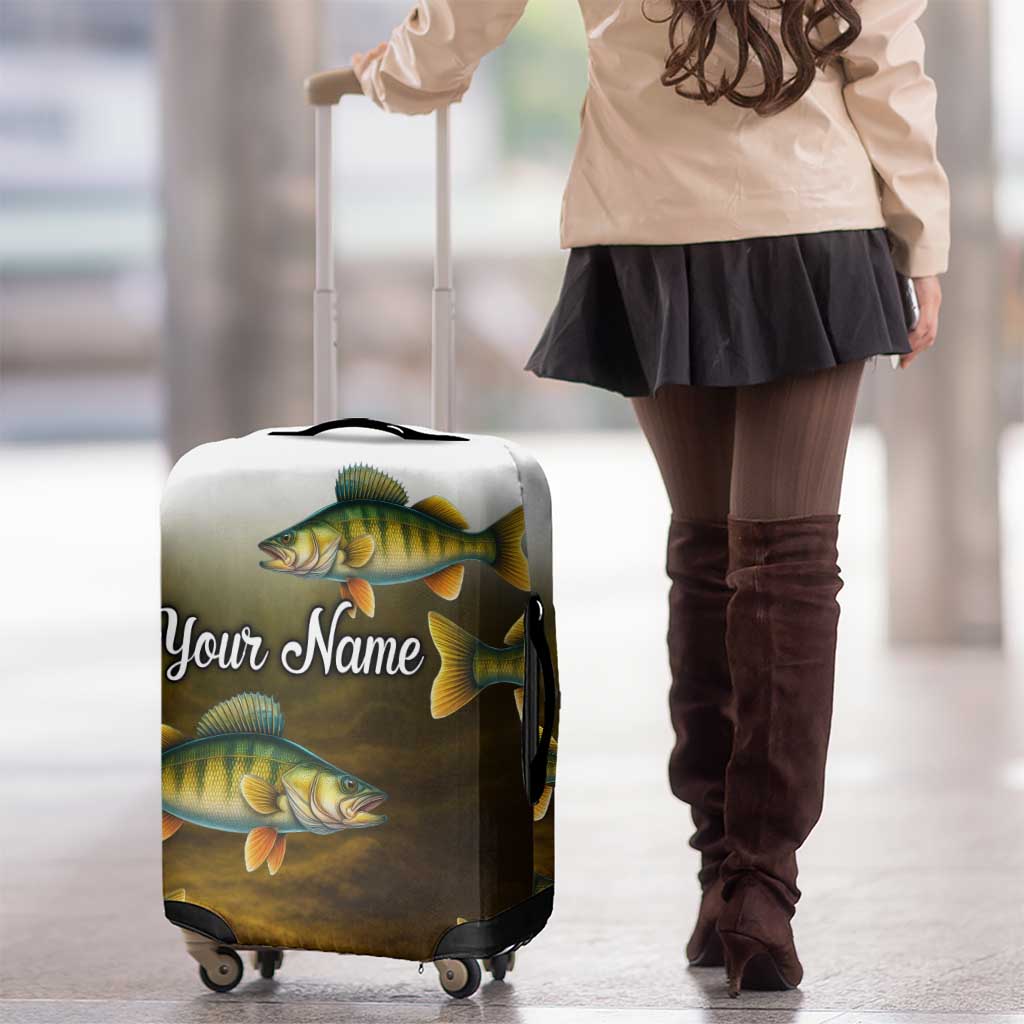 Walleye Fishing Yellow Scales Customize Name Luggage Cover Dark Gradient Water Background TS04