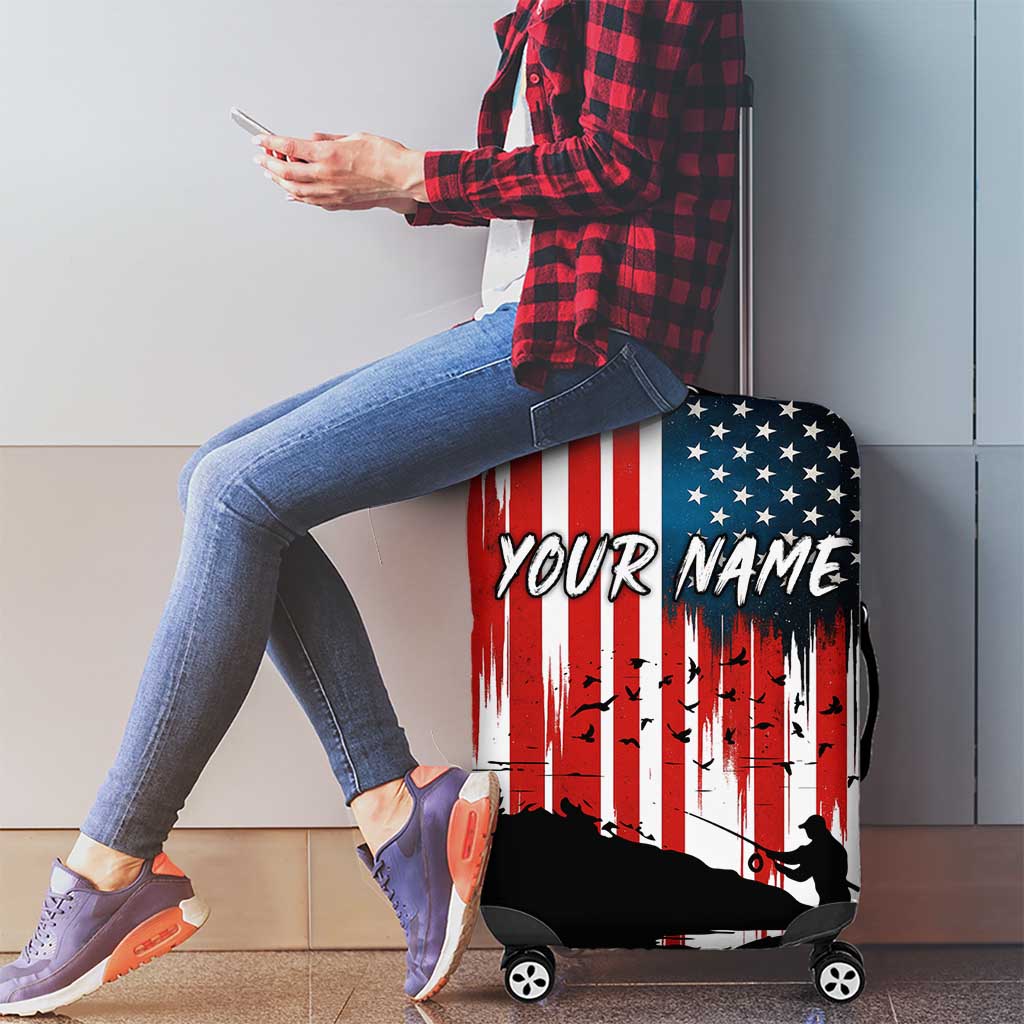Custom Flag American Fishing Luggage Cover Fish Silhouette in Grunge Patriotic TS04