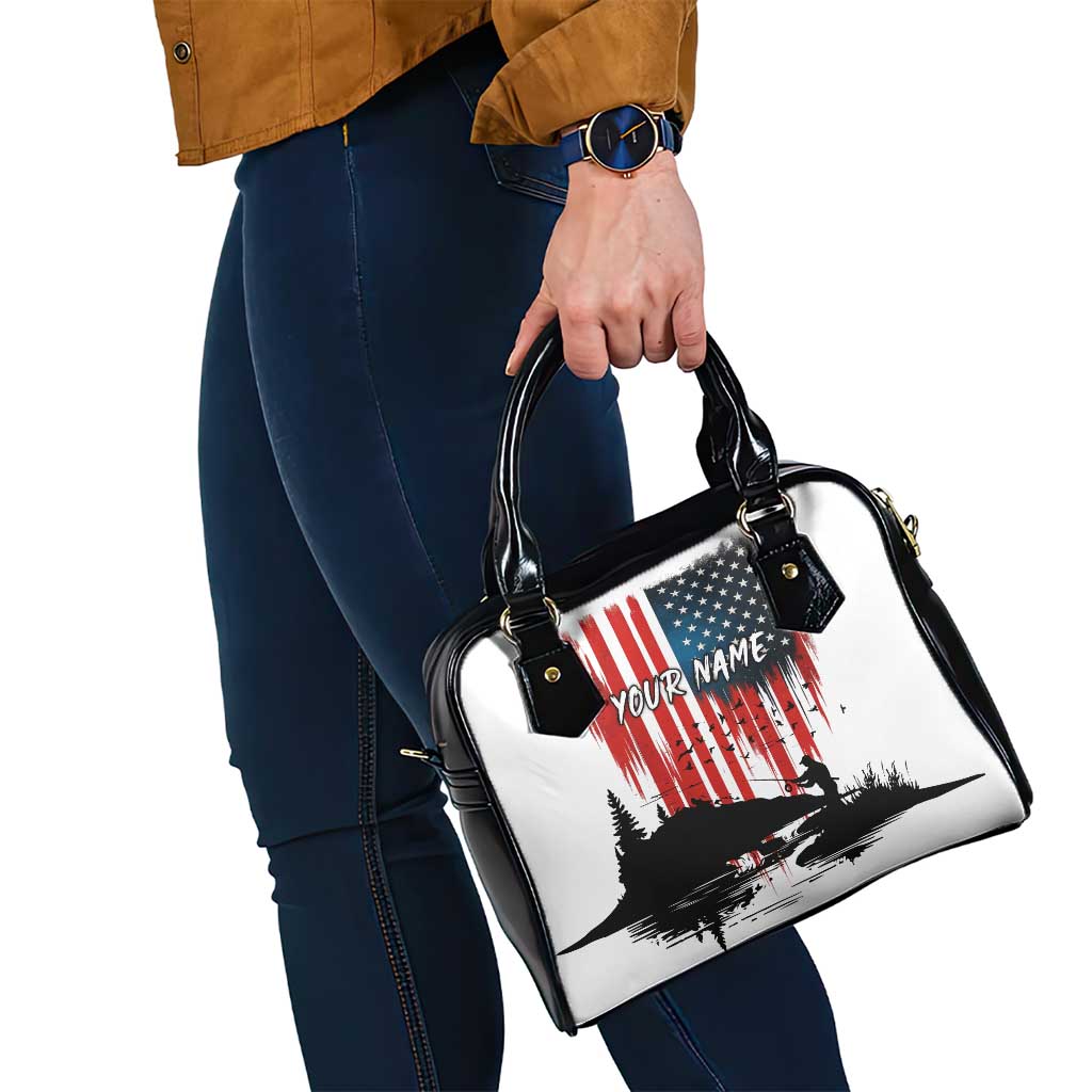 Custom Flag American Fishing Shoulder Handbag Fish Silhouette in Grunge Patriotic TS04