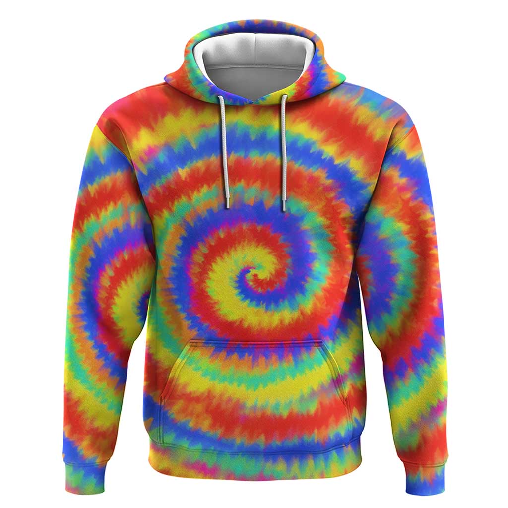 Colorful Tie Dye Spiral Goft Hoodie Custom Name in Retro Psychedelic Style Design TS04